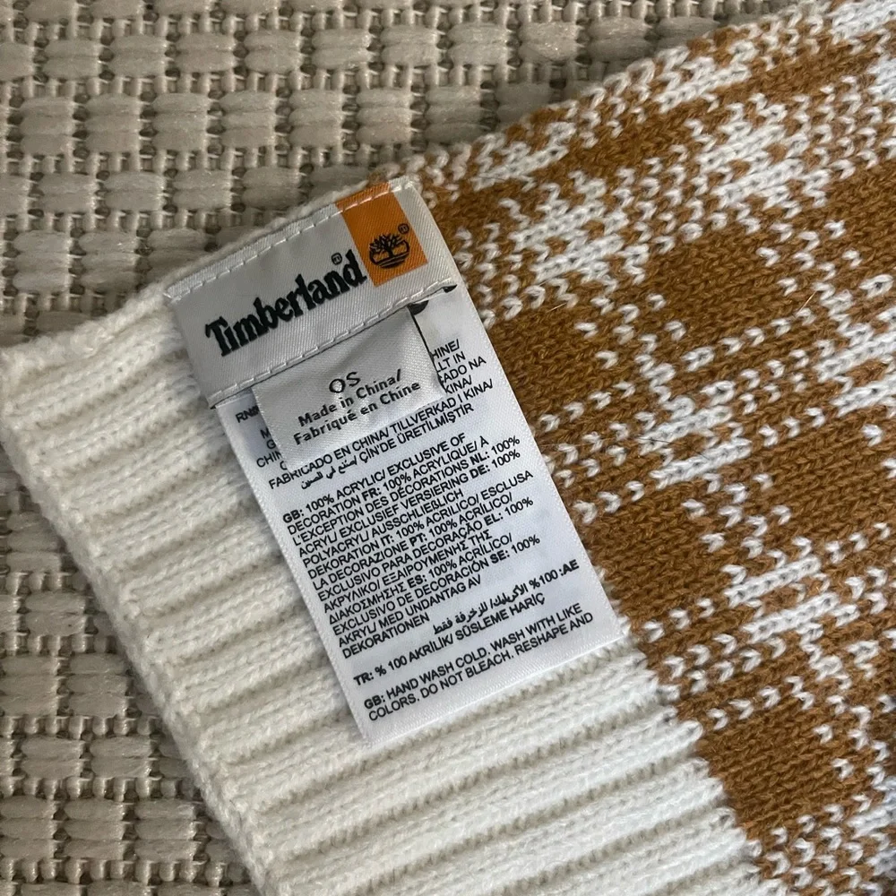 Timberland classic checkered tan white scarf